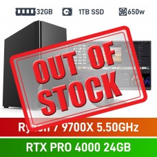 AMD Ryzen 7 9700X / NVIDIA RTX PRO 4000 Blackwell 24GB / 32GB DDR5 / 1TB NVMe SSD Elegant Workstation PC AMD Ryzen 7 9700X / NVIDIA RTX PRO 4000 Blackwell 24GB / 32GB DDR5 / 1TB NVMe SSD Elegant Workstation PC