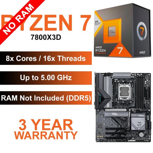 AMD Ryzen 7 7800X3D / Gigabyte B850 Eagle WIFI6E Motherboard / No RAM (DDR5) Upgrade Kit AMD Ryzen 7 7800X3D / Gigabyte B850 Eagle WIFI6E Motherboard / No RAM (DDR5) Upgrade Kit