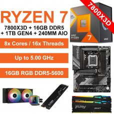 Ryzen 7 7800X3D / Gigabyte B650 Gaming X Wi-Fi Motherboard / 16GB RGB DDR5-5600 / 1TB NVMe Gen4 SSD / 240mm AIO Upgrade Kit