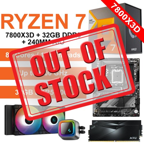 AMD Ryzen 7 7800X3D / Gigabyte B650 Gaming X Wi-Fi Motherboard / 32GB DDR5-6000 / 240mm AIO Upgrade Kit