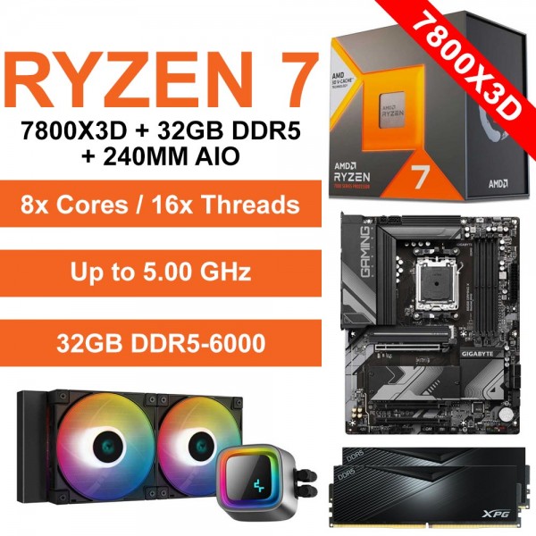 AMD Ryzen 7 7800X3D とDDR5 32GB Ryzen 7 7800X3D / Gigabyte B650 Gaming X Wi-Fi Motherboard / 32GB