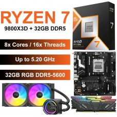 AMD Ryzen 7 9800X3D / ASRock B850M-X WiFi Motherboard / 32GB RGB DDR5-5600 / 240mm Liquid Cooling Upgrade Kit