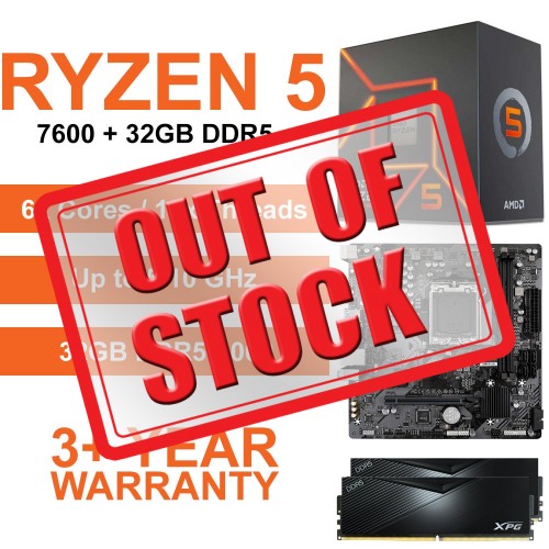 AMD Ryzen 5 7600 / Gigabyte A620M H Motherboard / 32GB DDR5-6000 Upgrade Kit