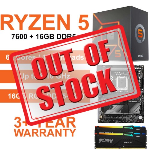 AMD Ryzen 5 7600 / Gigabyte B650 Gaming X Wi-Fi Motherboard / 16GB RGB DDR5-5600 Upgrade Kit