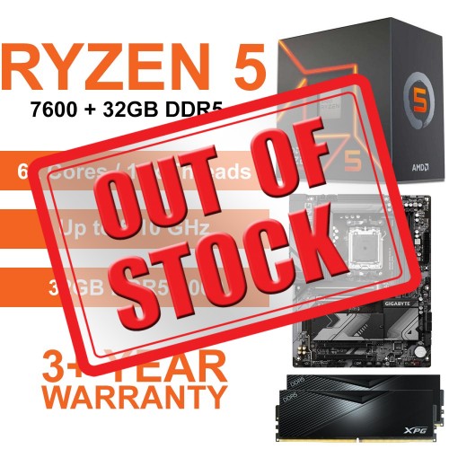 AMD Ryzen 5 7600 / Gigabyte B650 Gaming X Wi-Fi Motherboard / 32GB DDR5-6000 Upgrade Kit