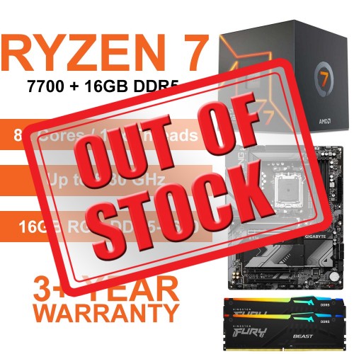 AMD Ryzen 7 7700 / Gigabyte B650 Gaming X Wi-Fi Motherboard / 16GB RGB DDR5-5600 Upgrade Kit