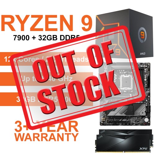 AMD Ryzen 9 7900 / Gigabyte B650 Gaming X Wi-Fi Motherboard / 32GB DDR5-6000 Upgrade Kit AMD Ryzen 9 7900 / Gigabyte B650 Gaming X Wi-Fi Motherboard / 32GB DDR5-6000 Upgrade Kit