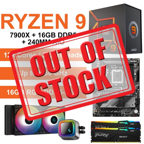 AMD Ryzen 9 7900X / Gigabyte B650 Gaming X Wi-Fi Motherboard / 16GB DDR5-5600 / 240mm AIO Upgrade Kit