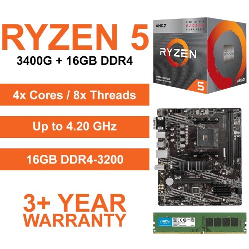 AMD Ryzen 5 3400G / A520M Motherboard / 16GB DDR4-3200 Upgrade Kit