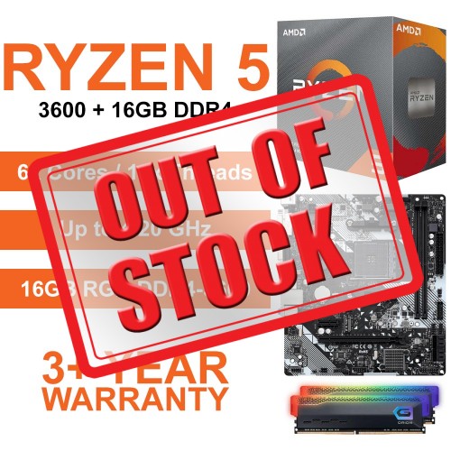 AMD Ryzen 5 3600 / ASRock B450-HDV Motherboard / 16GB RGB DDR4-3600 Upgrade Kit