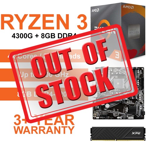 AMD Ryzen 3 4300G with Ryzen Graphics / Gigabyte A520M-DS3H V2 Motherboard / 8GB DDR4-3200 Upgrade Kit