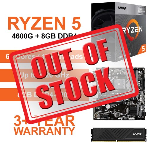 AMD Ryzen 5 4600G with Ryzen Graphics / Gigabyte A520M-DS3H V2 Motherboard / 8GB DDR4-3200 Upgrade Kit