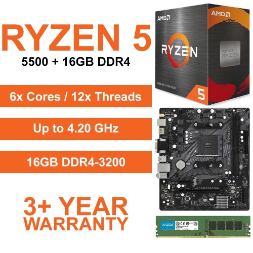 AMD Ryzen 5 5500 / A520M Motherboard / 16GB DDR4-3200 Upgrade Kit
