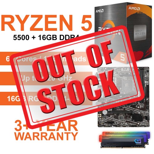 AMD Ryzen 5 5500 / A520M Motherboard / 16GB RGB DDR4-3600 Upgrade Kit