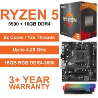 AMD Ryzen 5 5500 / ASRock A520M-HVS Motherboard / 16GB RGB DDR4-3600 Upgrade Kit