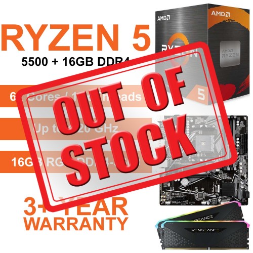 AMD Ryzen 5 5500 / Gigabyte A520M-DS3H V2 Motherboard / 16GB RGB DDR4-3600 Upgrade Kit
