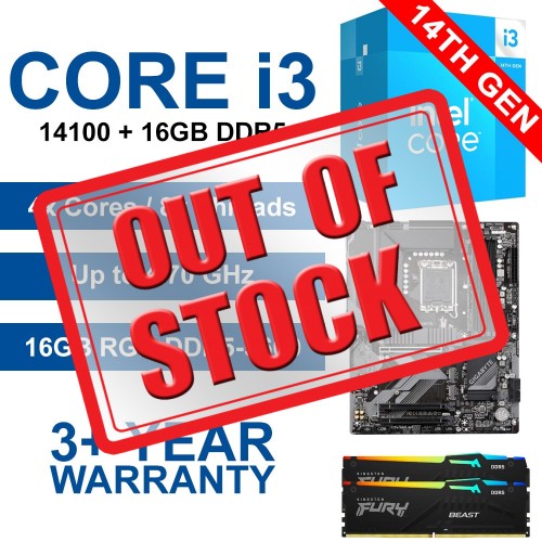 Intel Core i3-14100 / Gigabyte B760 Gaming X Motherboard / 16GB RGB DDR5-5600 Upgrade Kit