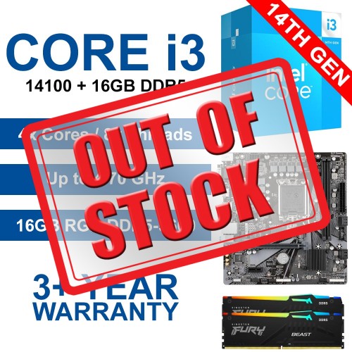 Intel Core i3-14100 / Gigabyte H610M H Motherboard / 16GB RGB DDR5-4800 Upgrade Kit