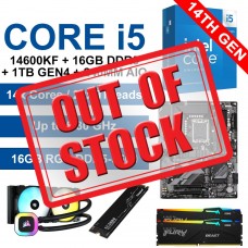 Core i5-14600KF / Gigabyte B760 Gaming X Motherboard / 16GB RGB DDR5-5600 / 1TB NVMe Gen4 SSD / Corsair H100 AIO [Graphics Card Required] Upgrade Kit
