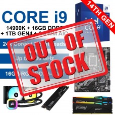 Core i9-14900K / Gigabyte B760 Gaming X Motherboard / 16GB RGB DDR5-5600 / 1TB NVMe Gen4 SSD / Corsair H100 AIO Upgrade Kit