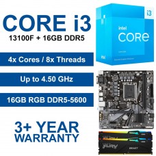 Core i3-13100F / Gigabyte H610M H Motherboard / 16GB RGB DDR5-4800 [Graphics Card Required] Upgrade Kit