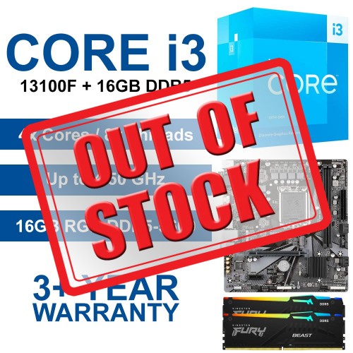 Intel Core i3-13100F / Gigabyte H610M H Motherboard / 16GB RGB DDR5-4800 Upgrade Kit