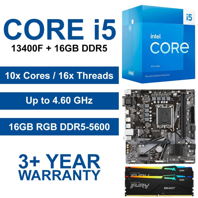 Core i5-13400F / Gigabyte H610M H Motherboard / 16GB RGB DDR5-4800