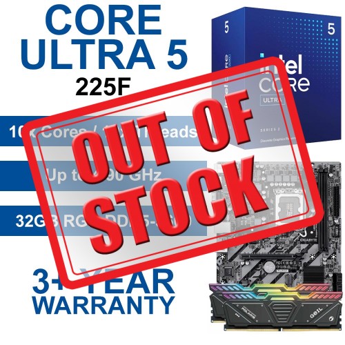 Intel Core Ultra 5 225F / H810M Motherboard / 32GB RGB DDR5-5600 Upgrade Kit