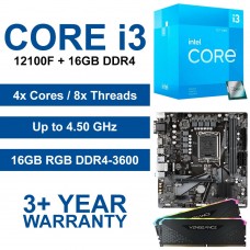 Core i3-12100F / Gigabyte H610M H DDR4 Motherboard / 16GB RGB DDR4-3600 [Graphics Card Required] Upgrade Kit