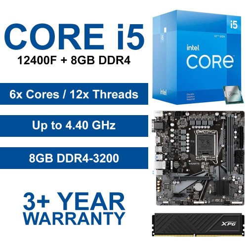 Intel Core i5-12400F / Gigabyte H610M H DDR4 Motherboard / 8GB DDR4-3200 Upgrade Kit