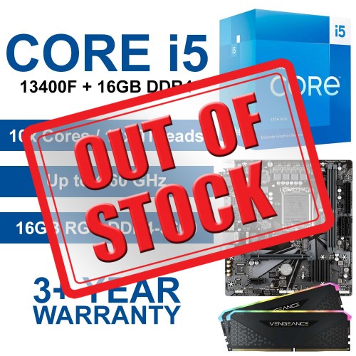 Intel Core i5-13400F / Gigabyte H610M H DDR4 Motherboard / 16GB RGB DDR4-3600 Upgrade Kit Intel Core i5-13400F / Gigabyte H610M H DDR4 Motherboard / 16GB RGB DDR4-3600 Upgrade Kit