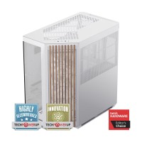 AeroCool APNX V1 ARGB Tempered Glass Mid Tower ATX Case with Wooden Accents — White AeroCool APNX V1 ARGB Tempered Glass Mid Tower ATX Case with Wooden Accents — White