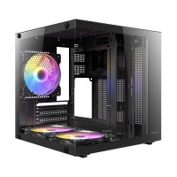 Antec VCX10M RGB Tempered Glass Dual Chamber Mini Tower Micro ATX Case — Black