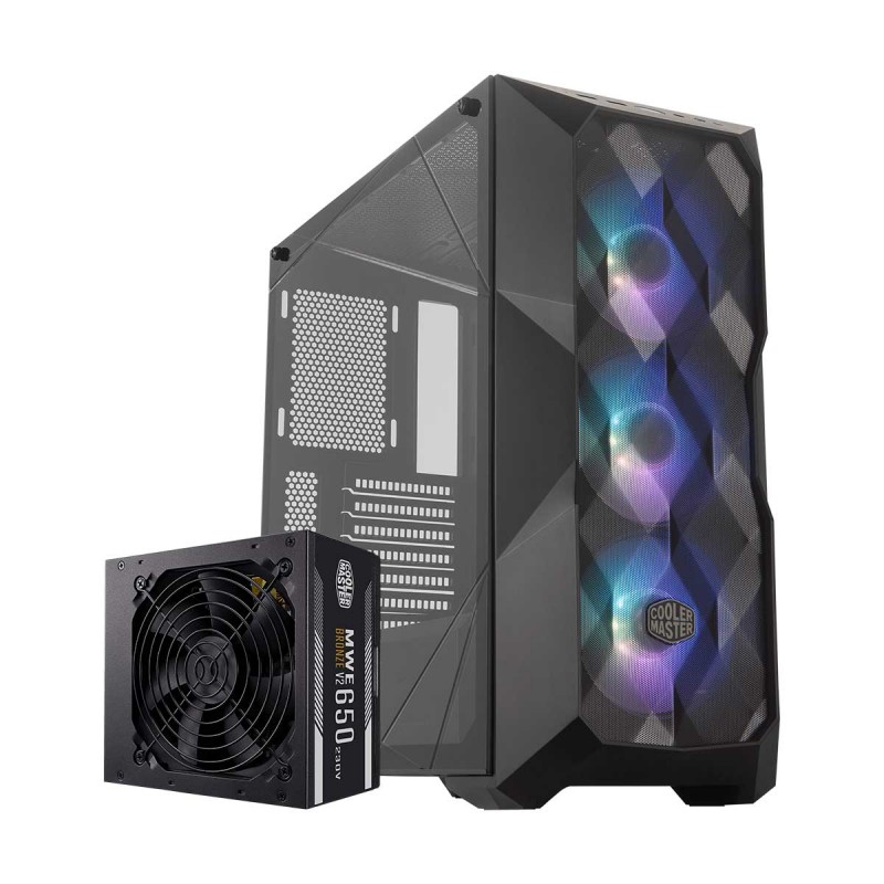 Cooler Master TD500 Mesh V2 White Gaming Airflow ATX Mid-Tower Case, Polygonal Mesh Panel, Crystalline Tempered Glass, 3x 120mm ARGB Fans, USB 3.2 Gen 2 Type C, 360 Radiator (TD500V2-WGNN-S00 - View #4