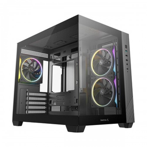 DEEPCOOL CG330 3F ARGB Tempered Glass Dual Chamber Mini Tower Micro ATX Case — Black
