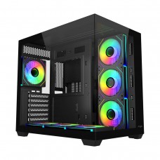 FSP M341 ARGB Tempered Glass Dual Chamber Mid Tower ATX Case — Black
