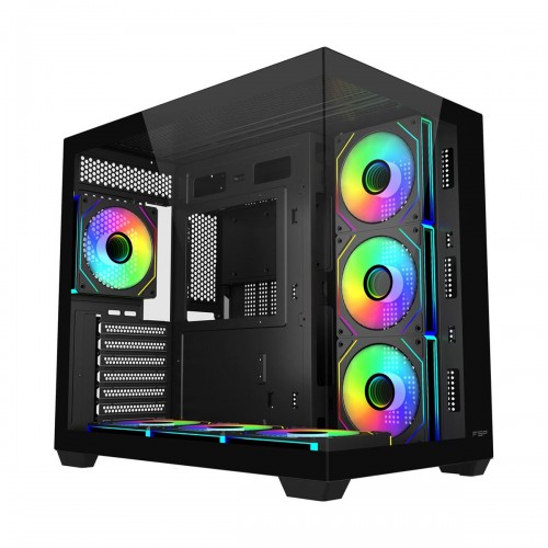 FSP M341 ARGB Tempered Glass Dual Chamber Mid Tower ATX Case — Black