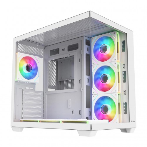 FSP M341 ARGB Tempered Glass Dual Chamber Mid Tower ATX Case — White