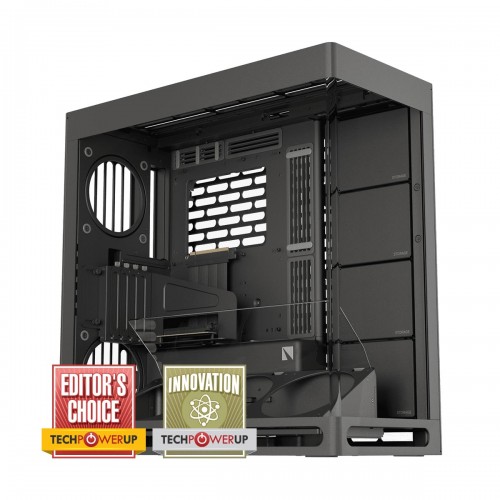 HAVN HS 420 VGPU Panoramic Tempered Glass Mid Tower E-ATX Case with Vertical GPU Mount — Black