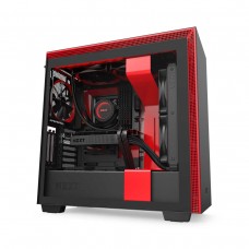NZXT H710i RGB Tempered Glass Mid Tower E-ATX Case — Matt Black and Red