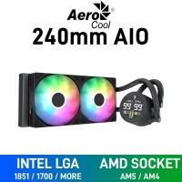 AeroCool ABYSS L240R DIGI ARGB AIO Liquid Cooler with Segment LCD Display, 240mm — Black