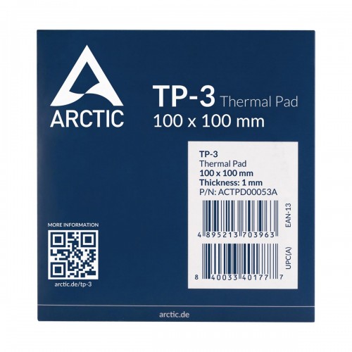 Arctic TP-3 Premium Performance Thermal Pad, 100x100x1.0mm, Single Pack