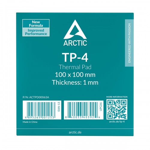 Arctic TP-4 Premium Performance Thermal Pad, 100x100x1.0mm, Single Pack