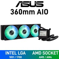ASUS MAX GAMING LC 360 ARGB LCD AIO Liquid Cooler with LCD Display, 360mm — Black