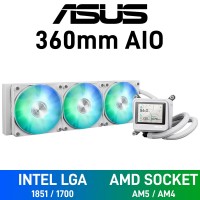 ASUS MAX GAMING LC 360 ARGB LCD WHITE EDITION AIO Liquid Cooler with LCD Display, 360mm — White