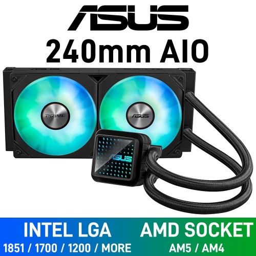 ASUS PRIME LC 240 ARGB AIO Liquid Cooler, 240mm — Black