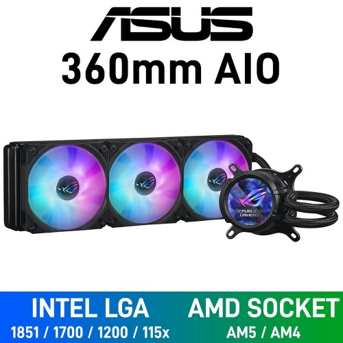 ASUS ROG STRIX LC III 360 ARGB LCD AIO Liquid Cooler, 360mm — Black