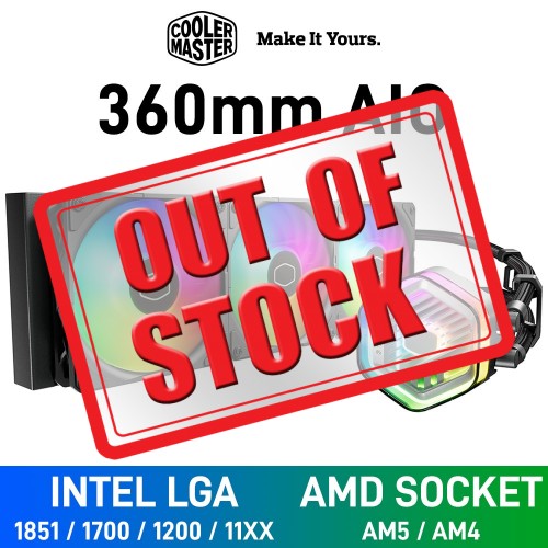 Cooler Master MasterLiquid 360 ATMOS ARGB AIO Liquid Cooler, 360mm — Black