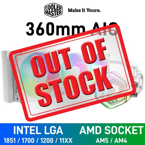 Cooler Master MasterLiquid 360 ATMOS ARGB AIO Liquid Cooler, 360mm — White