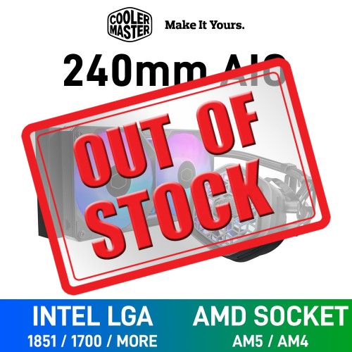 Cooler Master MasterLiquid ATMOS II VRM FAN ARGB AIO Liquid Cooler, 240mm — Black